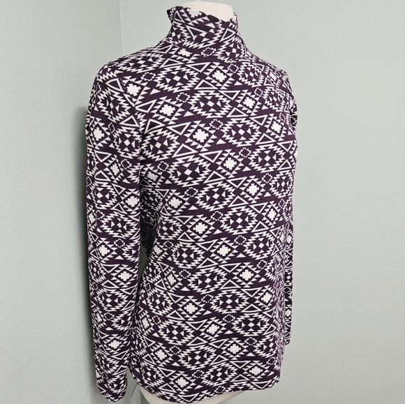 Duluth Trading Company Womens Coolmax Sno Sweat Festive Mockneck Sweater Geometr - Picture 5 of 8